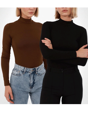 BAYAN BALIKÇI YAKA UZUN KOL BODY 2Lİ - 3