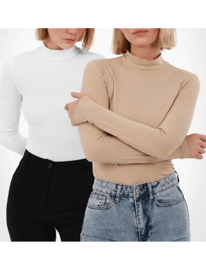 BAYAN BALIKÇI YAKA UZUN KOL BODY 2Lİ - 4