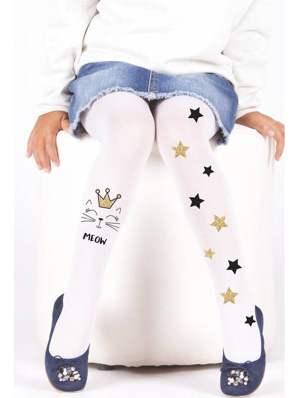 KIZ ÇOCUK DESENLİ KÜLOTLU ÇORAP MEOW - 1