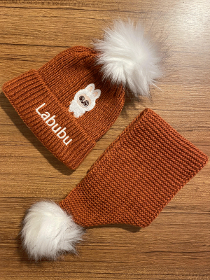 LABUBU NAKIŞLI ÇOCUK ATKI BERE TAKIMI 2-8 YAŞ 101225 - LİNOTTİ