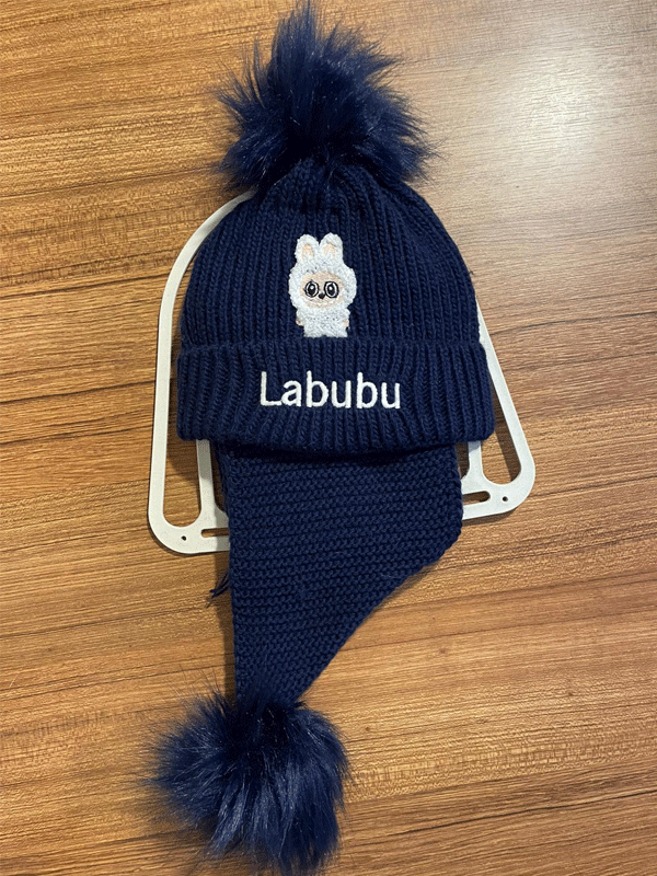 LABUBU NAKIŞLI ÇOCUK ATKI BERE TAKIMI 2-8 YAŞ 101225 - 6