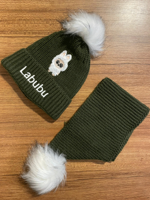 LABUBU NAKIŞLI ÇOCUK ATKI BERE TAKIMI 2-8 YAŞ 101225 - 7