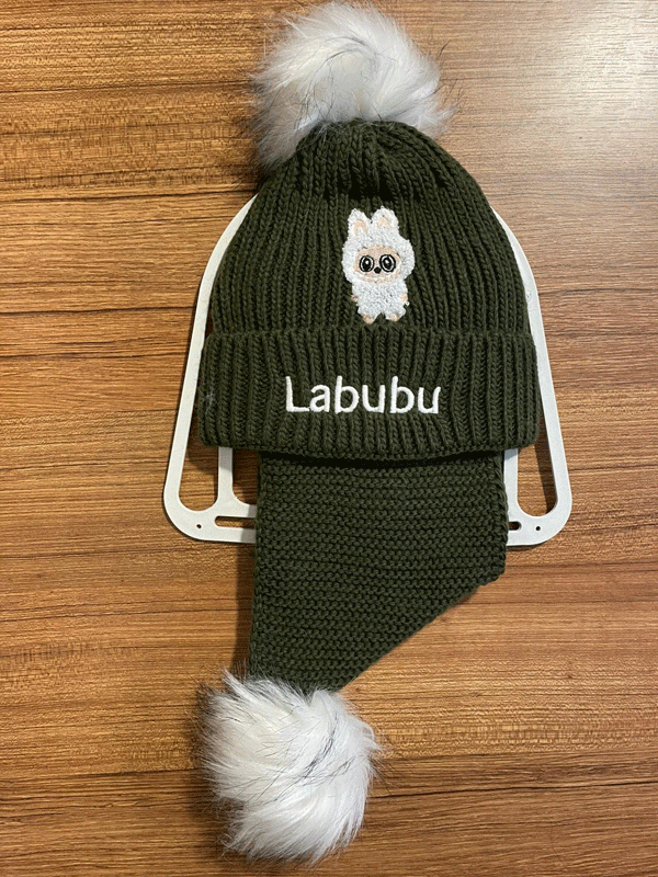 LABUBU NAKIŞLI ÇOCUK ATKI BERE TAKIMI 2-8 YAŞ 101225 - 8