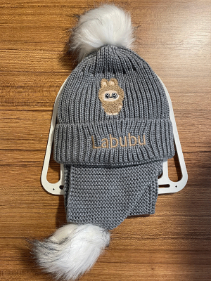 LABUBU NAKIŞLI ÇOCUK ATKI BERE TAKIMI 2-8 YAŞ 101225 - 10