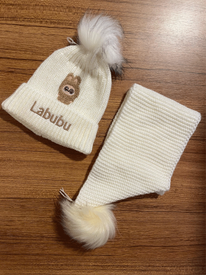 LABUBU NAKIŞLI ÇOCUK ATKI BERE TAKIMI 2-8 YAŞ 101225 - 11