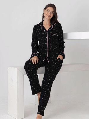 PAMUKLU GÖMLEK MODEL PİJAMA TAKIMI %100 PAMUK - 3