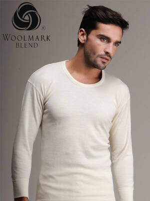 SAF YÜN İÇLİK ERKEK KREM RENK UZUN KOL İÇLİK - LİNOTTİ