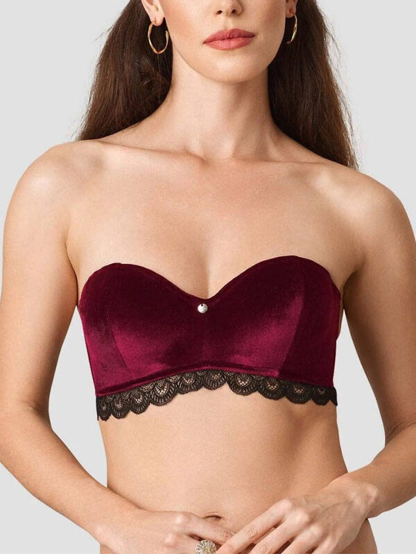 STRAPLES DOLGUSUZ KADİFE SÜTYEN TAKIMI ALES 4767 - 6